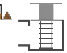 Montacarichi industriale e da cantiere con sistema di sollevamento a doppia colonna e tetto di copertura