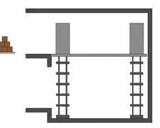 Montacarichi industriale e da cantiere con sistema di sollevamento a quattro colonne