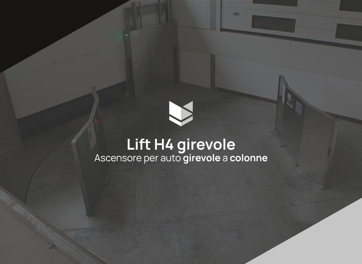 Nuovo ascensore per auto Lift H4 Girevole Fimac Lift installato a Milano.